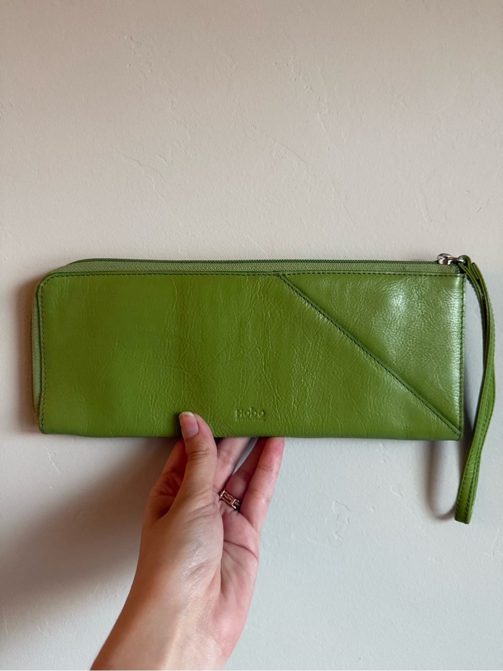 Hobo Apple Green Leather Wristlet Clutch